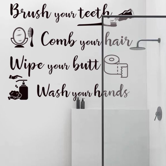Bathroom Wall Decals Sticker Funny Sayings Quotes Vinyl Peel and Stick Home Sign Art for Toilet Shower Room Decoration.