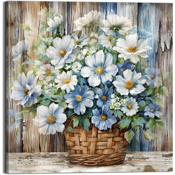 Bathroom Wall Decor Print picture Farmhouse Wall Art Shabby-Chic Flower Basket Artwork is both a gift and a wall decoration to hang in your office Bedroom Dining Room Kitchen Living Room