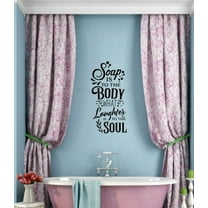 Bathroom Wall Decor Soap Is To The Body Quote Farmhouse Decals Wall Sticker 23x12-Inch Black