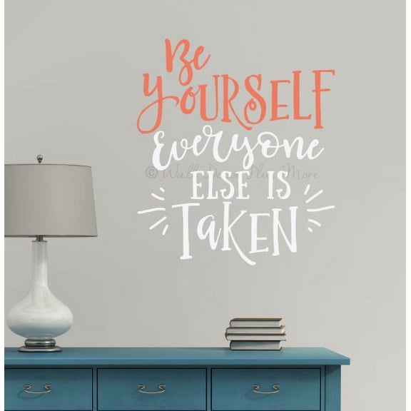 Bathroom Wall Decor Stickers Be Yourself Lettering Motivational Decal Quotes Coral/Black
