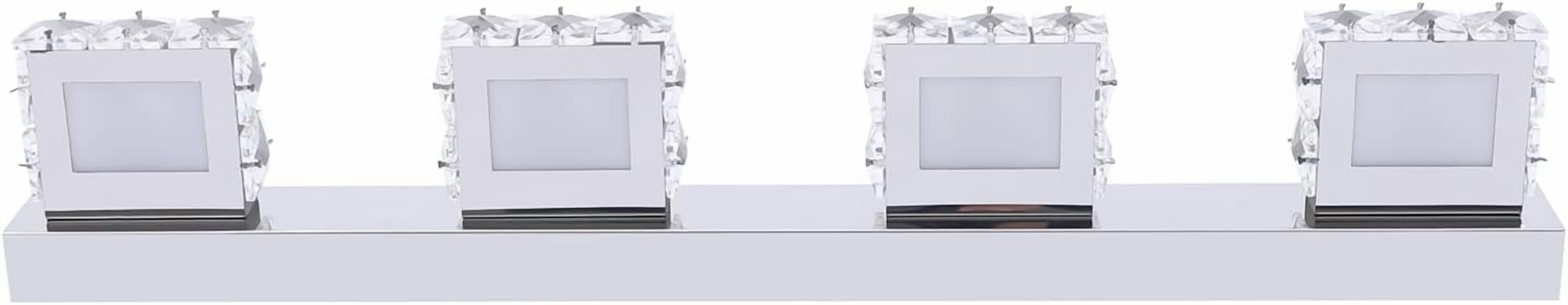 Bathroom Wall Lamp Fixture, Dimmable Led 4 Light Over Mirror Modern Crystal Vanity Light with Clear Glass Shade for Bedroom Living Room Dressing Room.