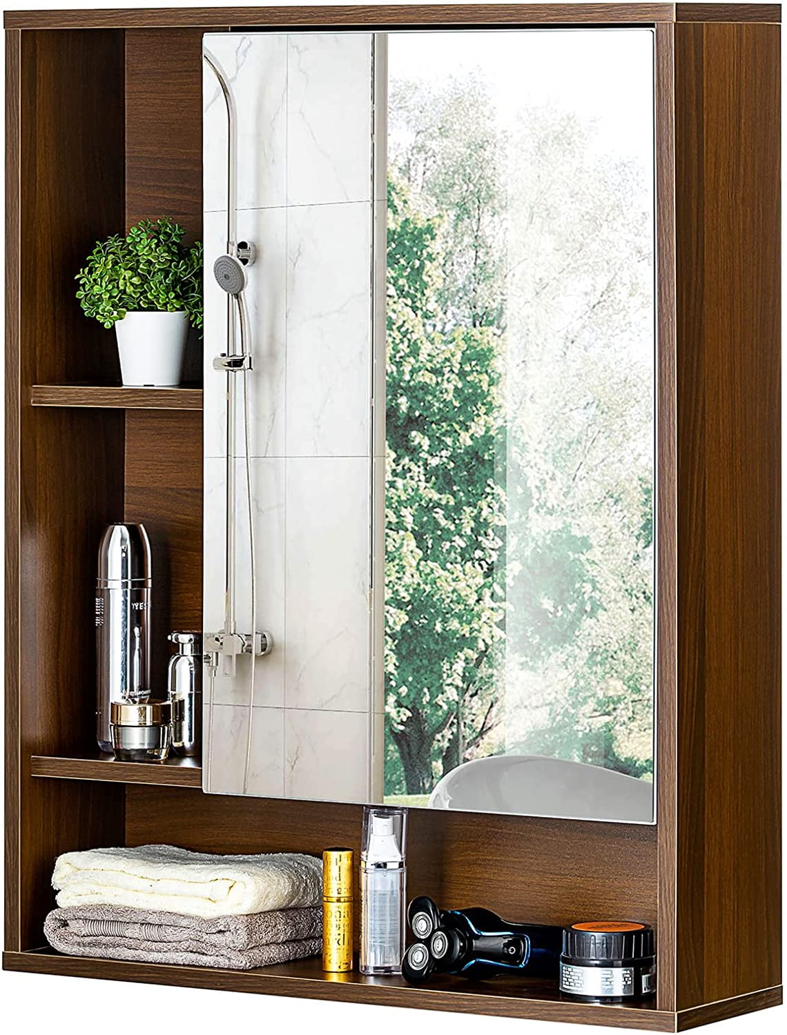Bathroom Wall Mirror Cabinet, Medicine Cabinet with Single Door and ...
