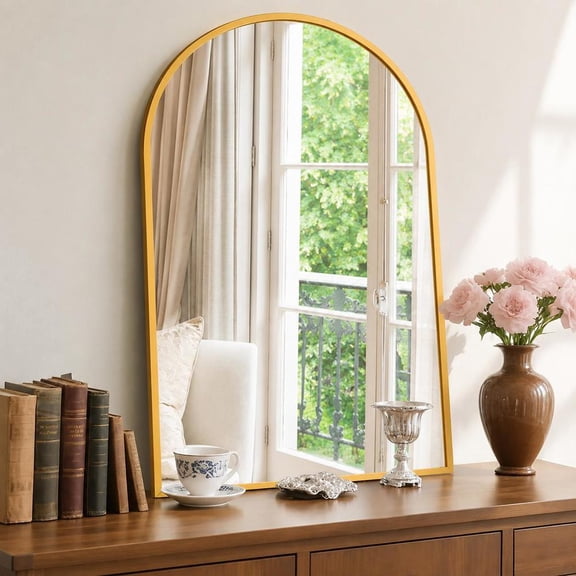 Bathroom Wall Mirror, arched design with rust-resistant metal frame, HD explosion-proof glass, suitable for bedroom, entryway and living room