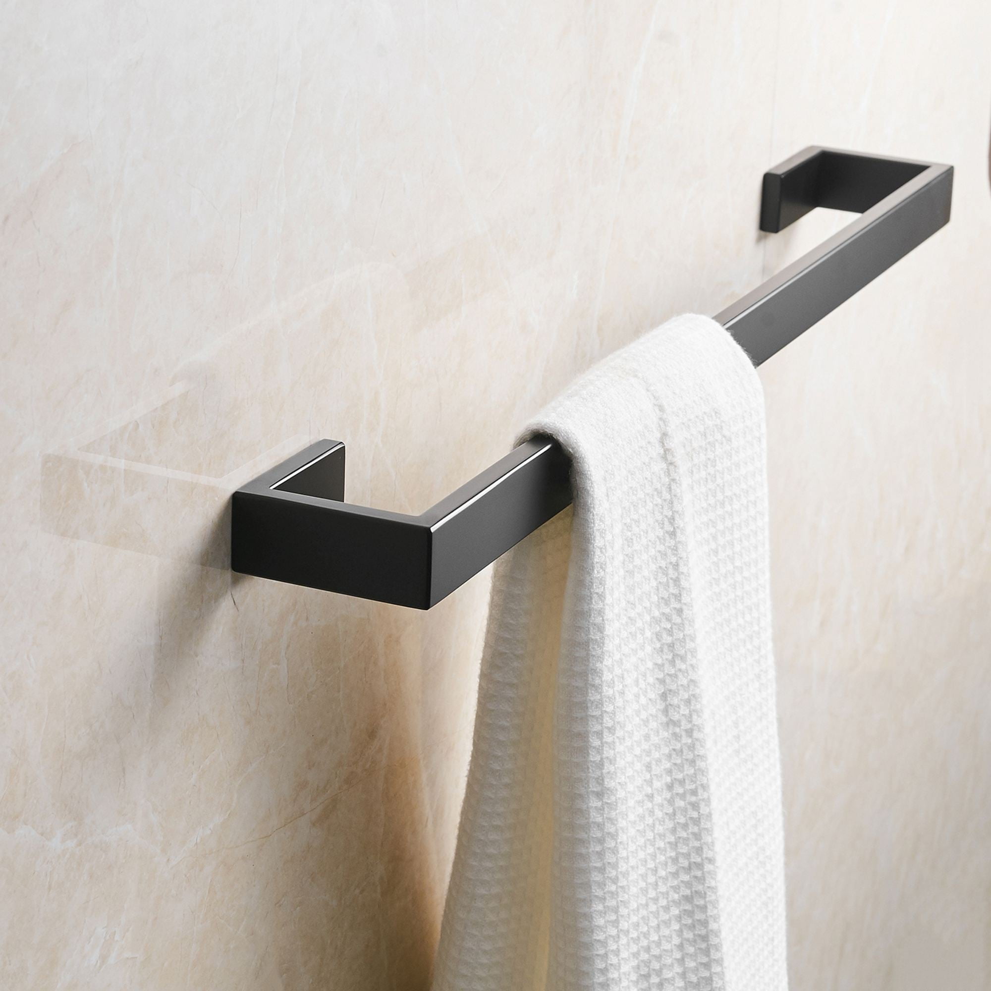 Matte Black Stainless Steel Wall Mounted Towel Bar - 24.4 inch
