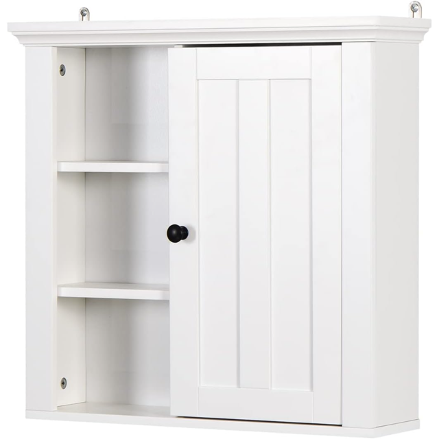 Bathroom Wall Mounted 2 Mirror Doors Wood Hanging