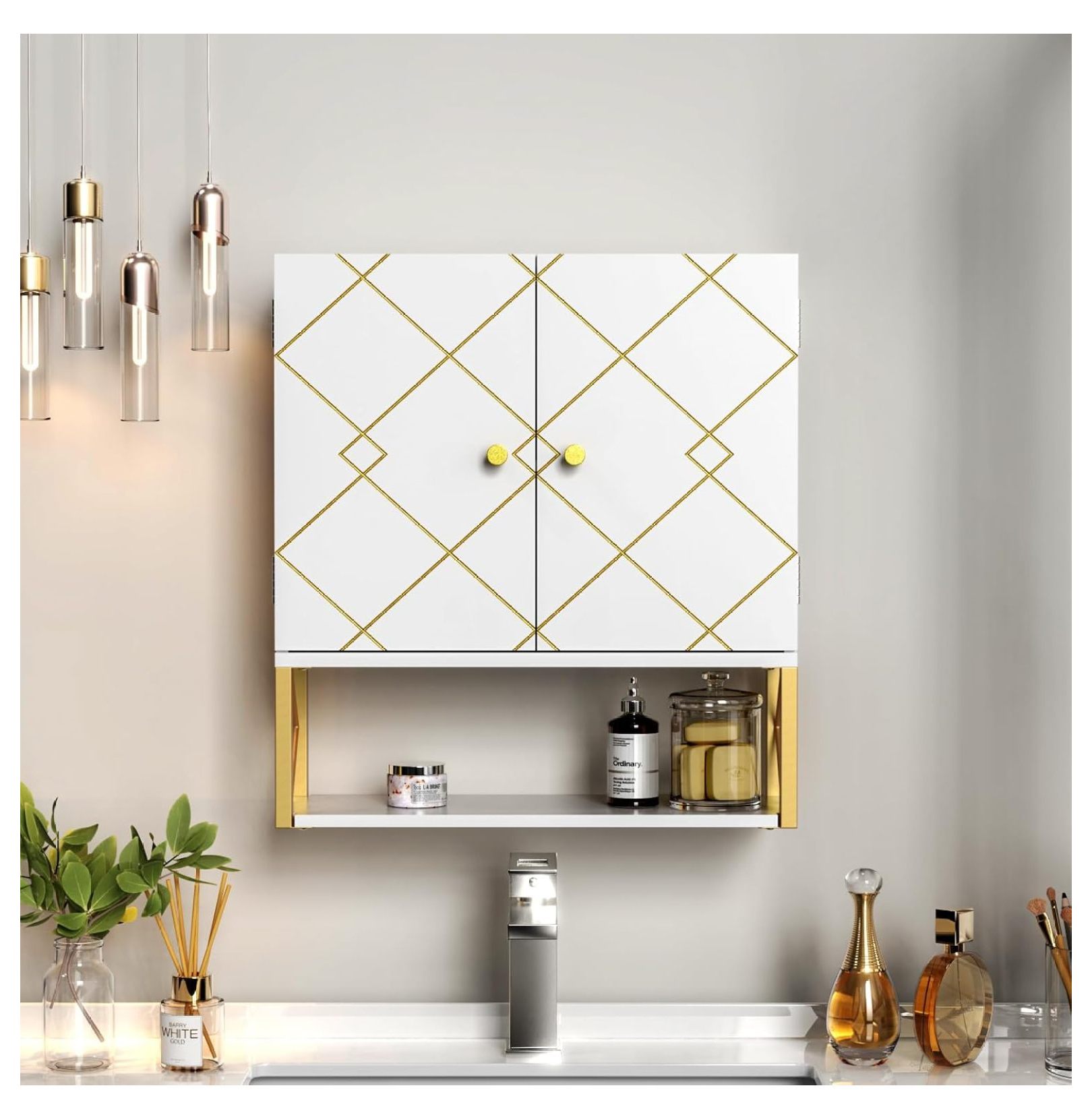 Bathroom Wall Mounted Over Toilet, Bathroom with Golden