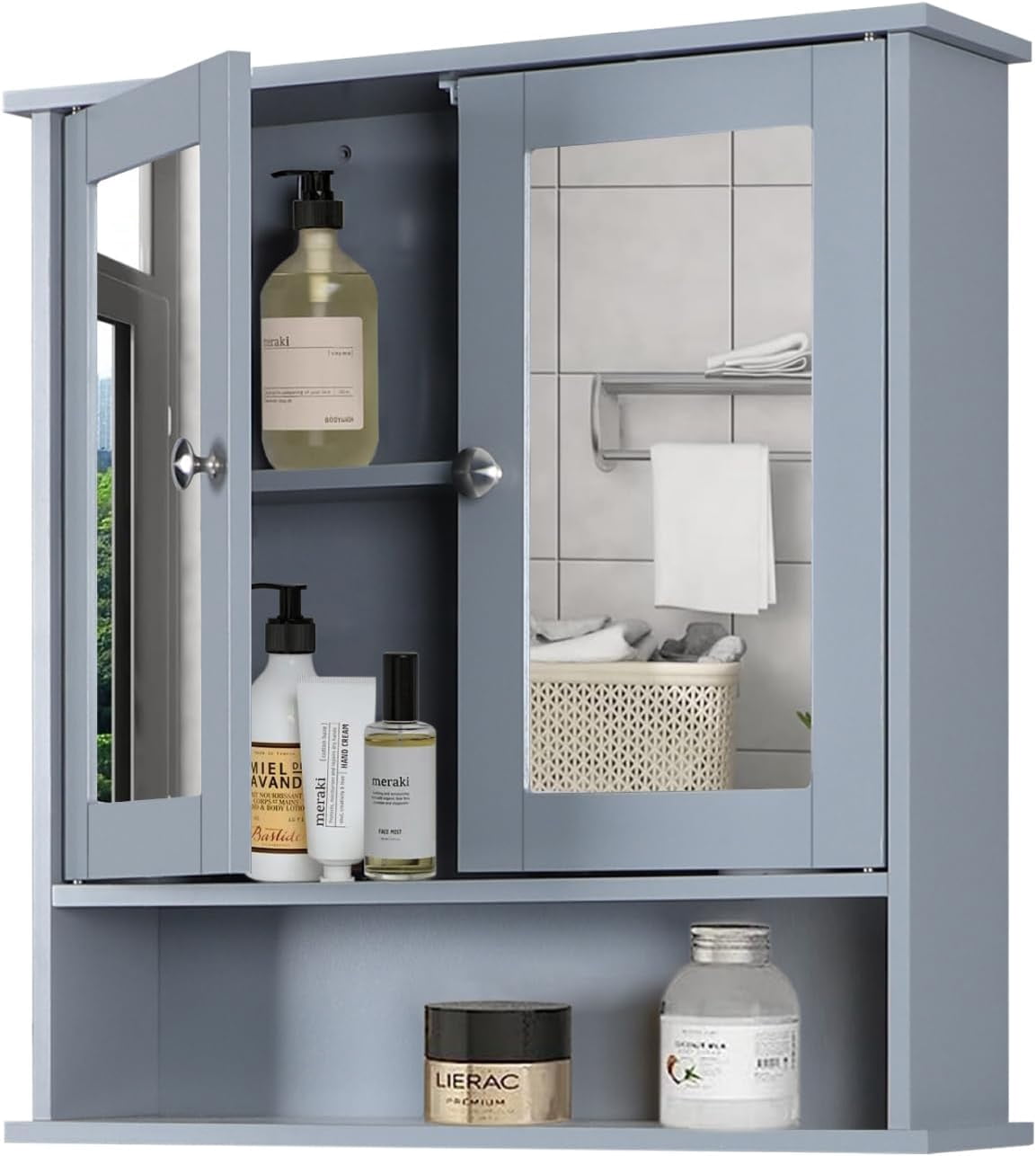 Bathroom Wall Mounted Medicine Cabinets With 2 Doors Mirror, Medicine ...