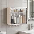 thumbnail image 1 of Bathroom Wall Mounted Storage Cabinet with Double Doors and Pegboard Organizer for Easy Access - Multifunctional Space Saver for Vanity, Shower, Kitchen, Garage, and Laundry Room, 1 of 6