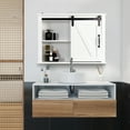 thumbnail image 1 of Bathroom Wall Mounted Storage Cabinet, SYNGAR Modern Hanging Storage Cupboard with Slide Barn Door and 4 Storage Compartments, Home Space Saving Storage Organizer for Washroom Kitchen, White, D1729, 1 of 9