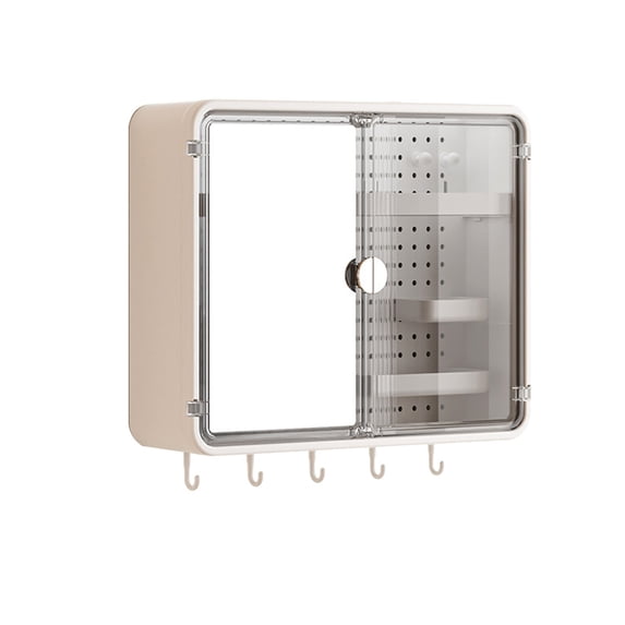 Bathroom Wall Mounted Storage Cabinet With Doubles Doors And Pegboard Multifunctional Organizer For Vanity And Shower