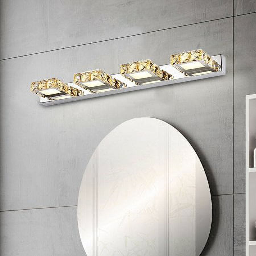 Bathroom Wall Sconces High Quality 4 Heads Square LED Mirror Light Modern 4 Heads Acrylic+Crystal LED Square Lights Warm White For Bathroom LED Crystal Mirror Make-up Wall Lamp