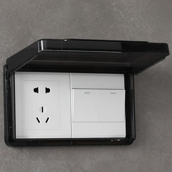 Bathroom Wall Self-Adhesive Splash-Proof Box Wall-mounted Socket Waterproof Box Electric Plug Cover Protection Socket Switch Protective Cover BLACK