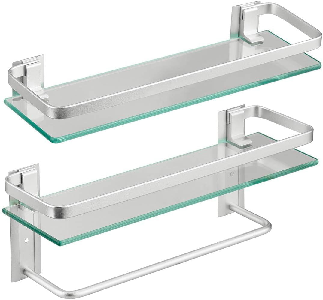 Bathroom Wall Shelf 15.7in Bathroom Glass Shelves Wall Mount Glass ...