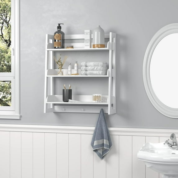 Bathroom Wall Shelf Over Toilet Storage Organizer 3-Tier White
