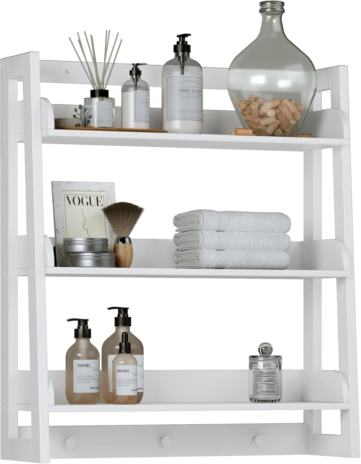 Bathroom Wall Shelf, Over Toilet Storage Shelf Organizer, 3-Tier Wall ...