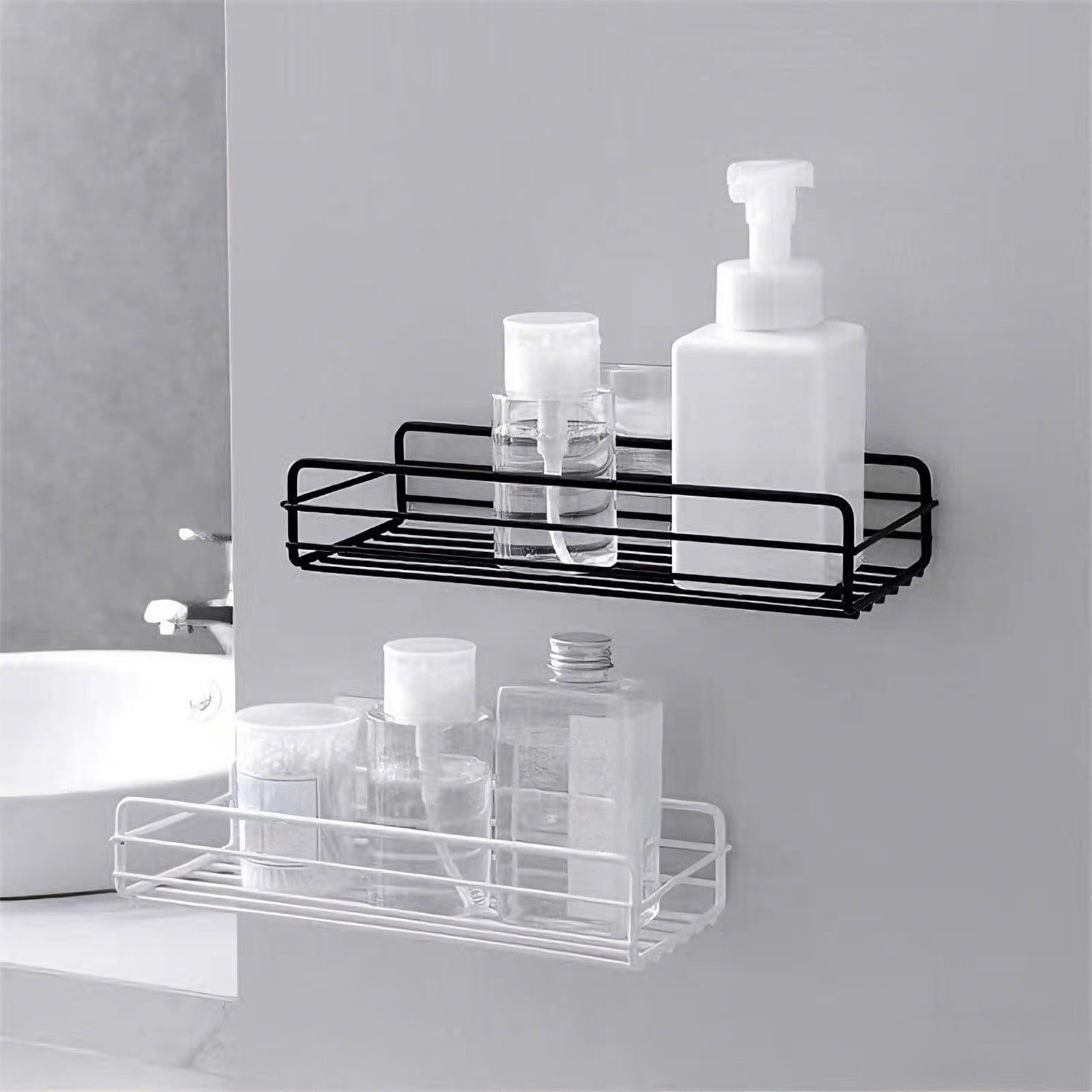 Bathroom Wall Shelf Rectangular Metal Storage Rack Multipurpose ...