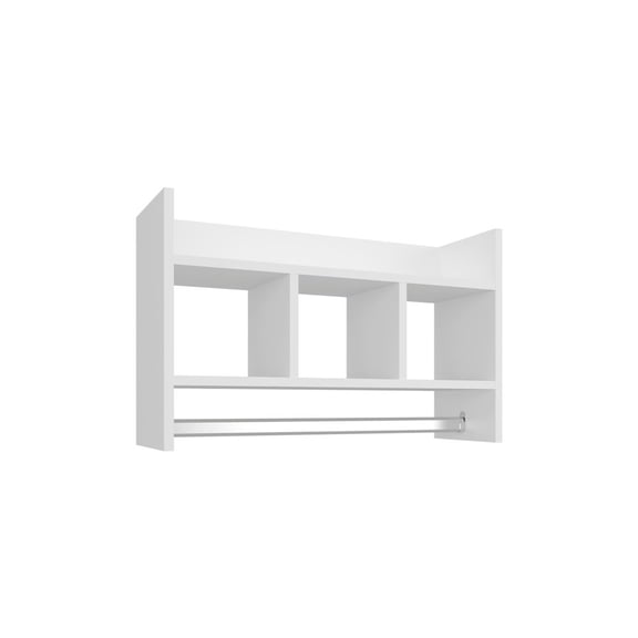 Bathroom Wall Shelf With Towel Bar Engineered Wood White