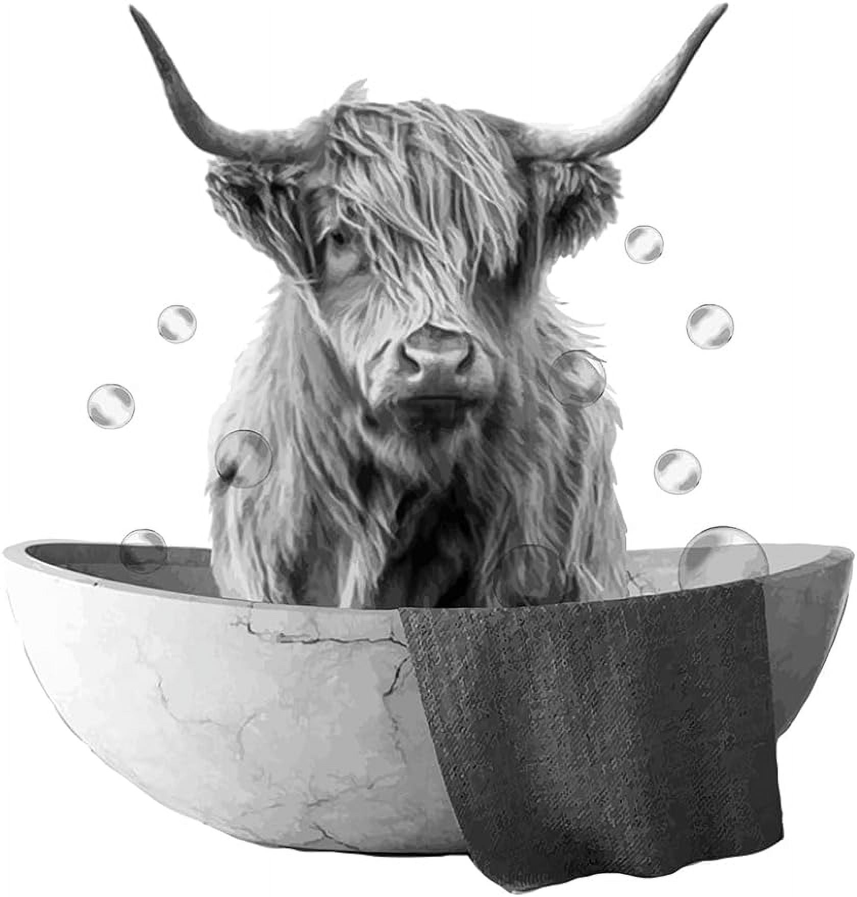 Bathroom Wall Stickers Cute Bos Grunniens Decals with Bubbles Shower ...