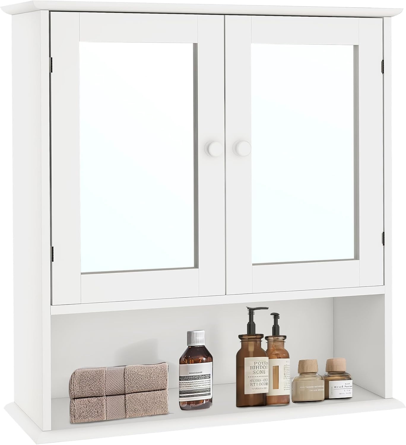 Bathroom Wall Storage Cabinet with Mirror Doors,Adjustable Shelf,White Bathroom Medicine Cabinet ...