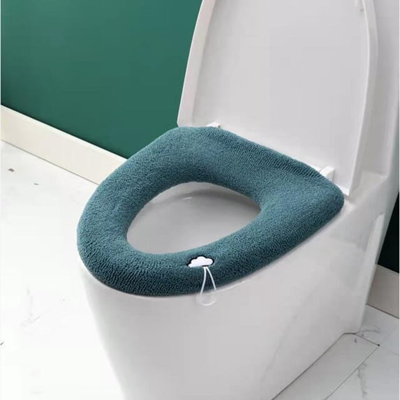 Bathroom Washable Toilet Seat Cover Pads - Universal Fit for Elongated/Round Toilets, Winter Warmth & Summer Breathability for Family Bathroom Comfort