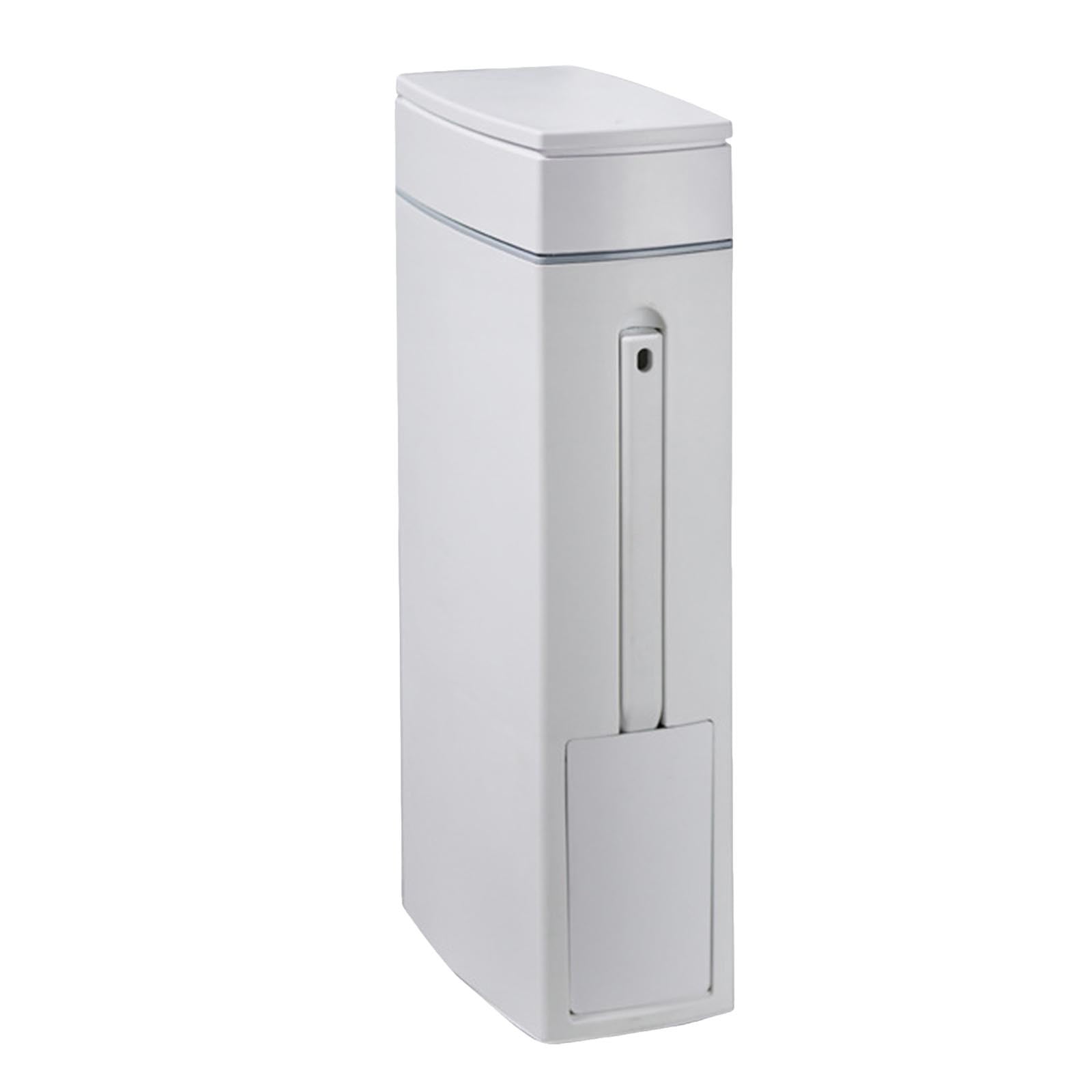 Bathroom Waste Bin - Slim Rectangular Can with Integrated Toilet Brush Holder, Waste Container ...