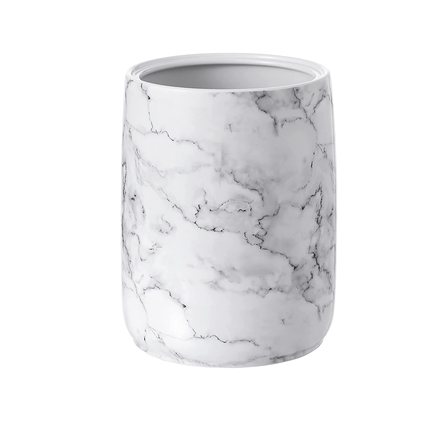 Marble Look Ceramic Bathroom Wastebasket, Decorative Trash Can for ...