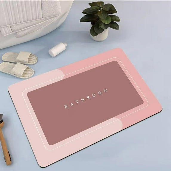 Bathroom Water Absorbent Floor Mat, Non Slip Bath Mat, Diatomite Material, Super Absorbent Quick Drying, Modern Style, for Bathroom Doorway Sink Toilet, Easy to Clean