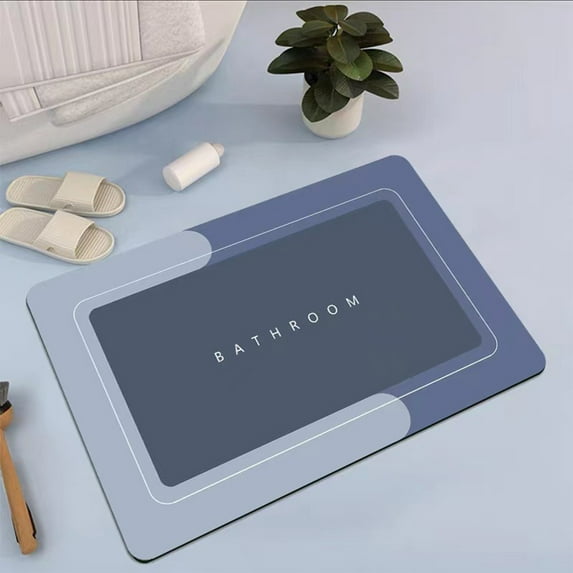 Bathroom Water Absorbent Floor Mat, Non Slip Bath Mat, Diatomite Material, Super Absorbent Quick Drying, Modern Style, for Bathroom Doorway Sink Toilet, Easy to Clean