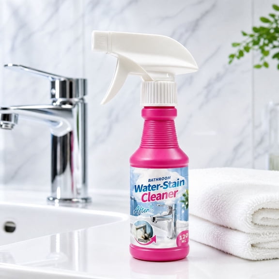 Bathroom Water Stain Cleaner Foam, Limescale and Soap Scum Remover for Faucets, Sinks, Shower Glass, Bathtubs and Ceramic Tiles, Easy Spray and Wipe Cleaning Solution