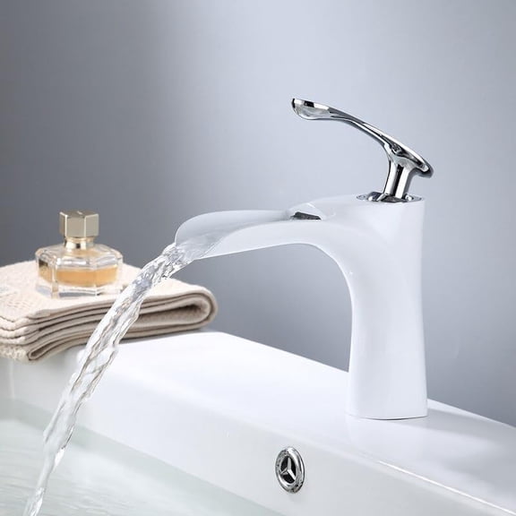 Bathroom Waterfall Basin Sink Faucets Hot Cold Tap Deck Mounted Water Mixer Crane Antique Bronze Chrome White Black Gold