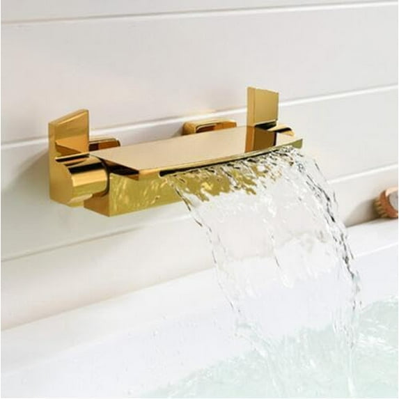 Bathroom Waterfall Bathtub Shower Faucet Hot and Cold Water Black Brass Wall Mounted Mixer Shower Set Tap Shower Crane Torneiras