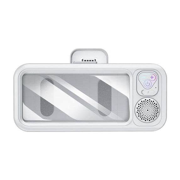 Bathroom Waterproof Phone Holder with Bluetooth Speaker, Touch Screen Shower Phone Box with Suction Cup Mount and Type-C Rechargeable Mini Speaker
