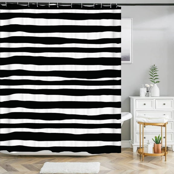 Bathroom Waterproof Shower Curtain Simple Geometric Pattern Printing Polyester H