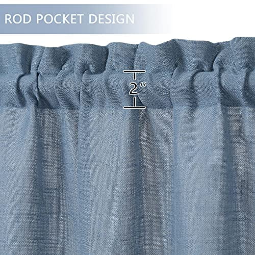 Bathroom Window Curtain Linen Blend Kitchen Curtains 36 Inch Length 2 Panels, Rod Pocket Flax Rustic Small Window Curtain Tiers for Living Room, Natural