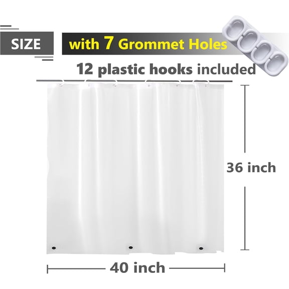 Bathroom Window Interior Waterproof Shower Curtain, Frosted Style, 40x36