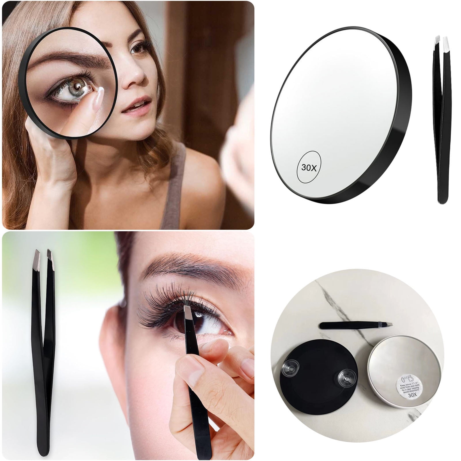 Bathroom With Tweezers Detachable Suction Cup 30X Magnifying Hand Held