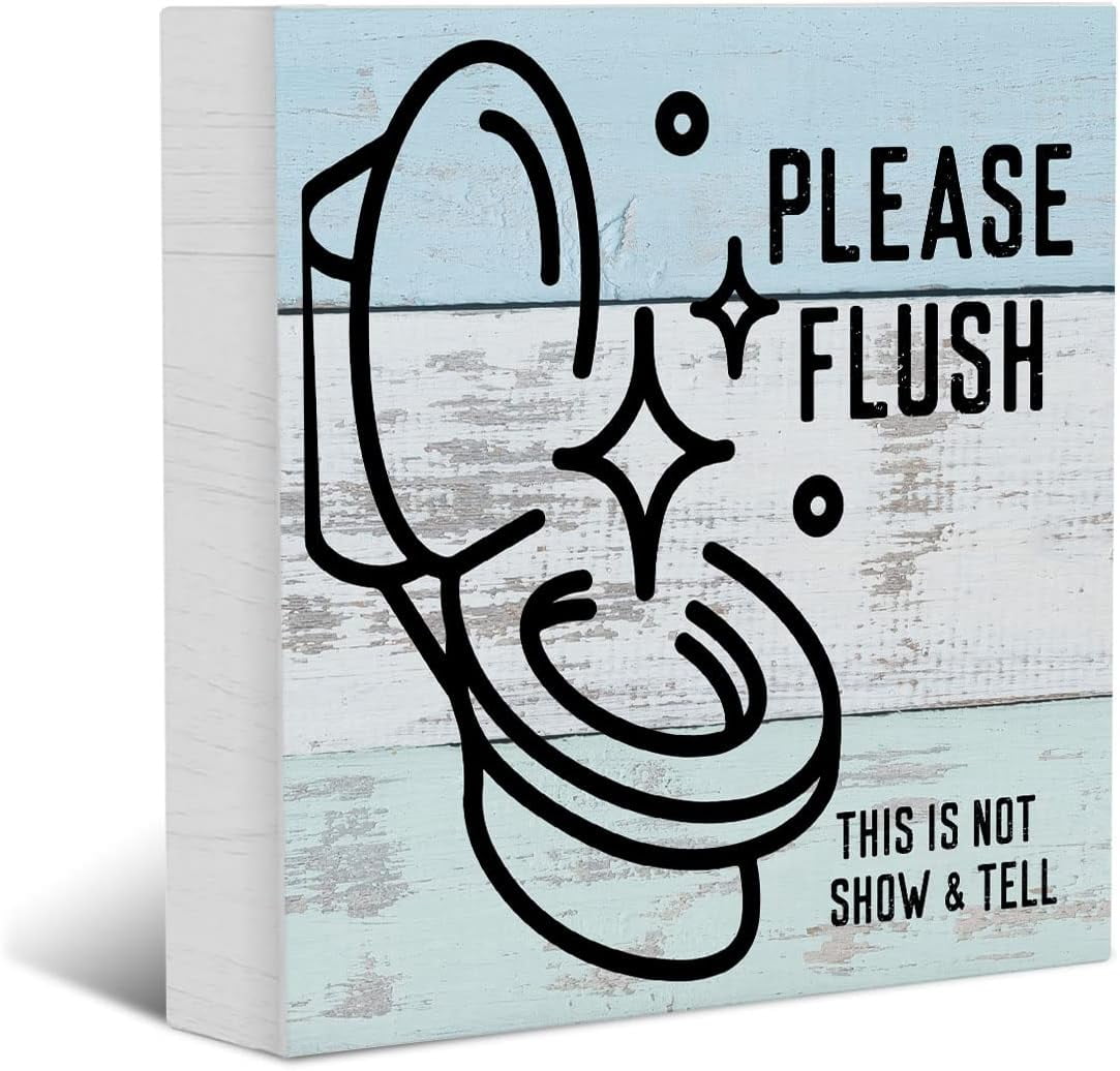 Bathroom Wood Box Sign, Please Flush This is Not Show Wood Box Sign ...