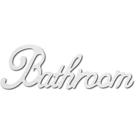 Bathroom Wood Sign Cutout Wall Decor Art Laser Cut Unfinished Letters Sun Word Decorative DIY for Home Apartment Bathroom Front Door Farmhouse Porch Decoration 11.81 x 3.9 Inch(White) DIY