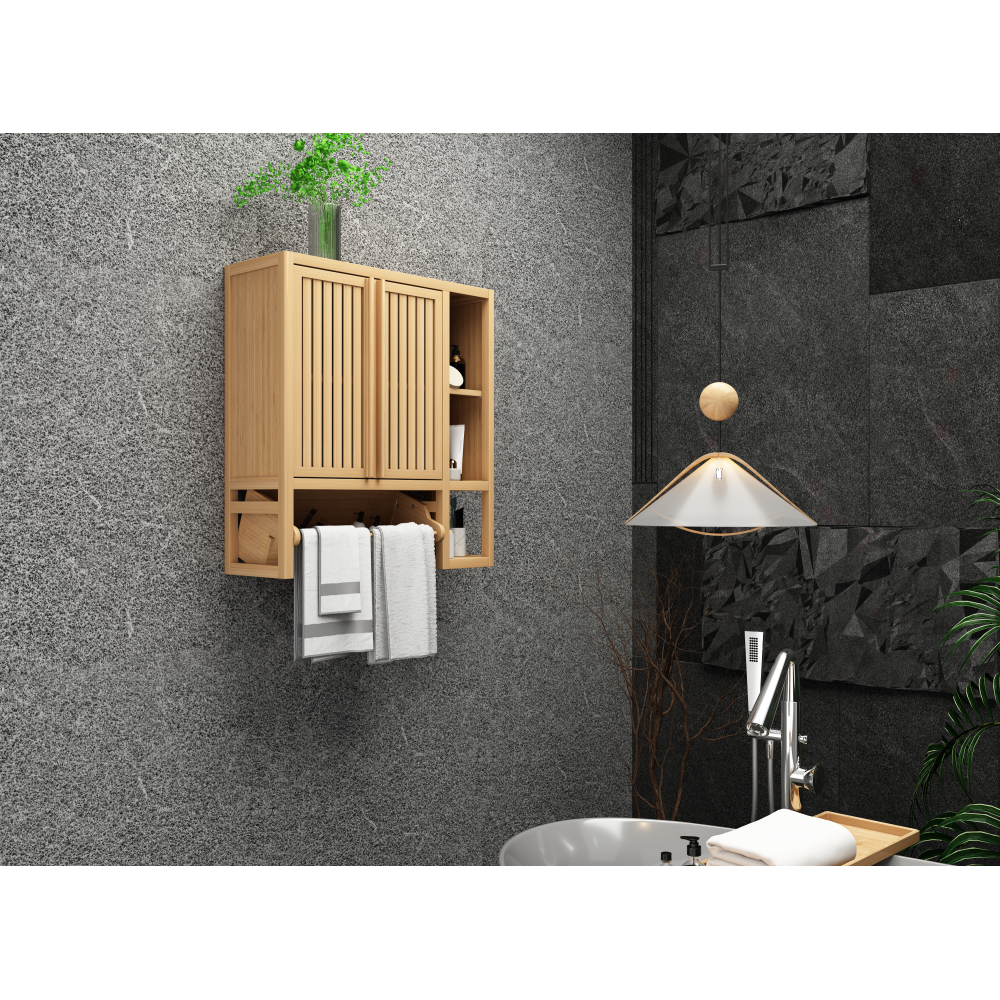 thumbnail image 1 of Bathroom cabinet wall mounted  Bamboo toilet storage  big box, 1 of 16