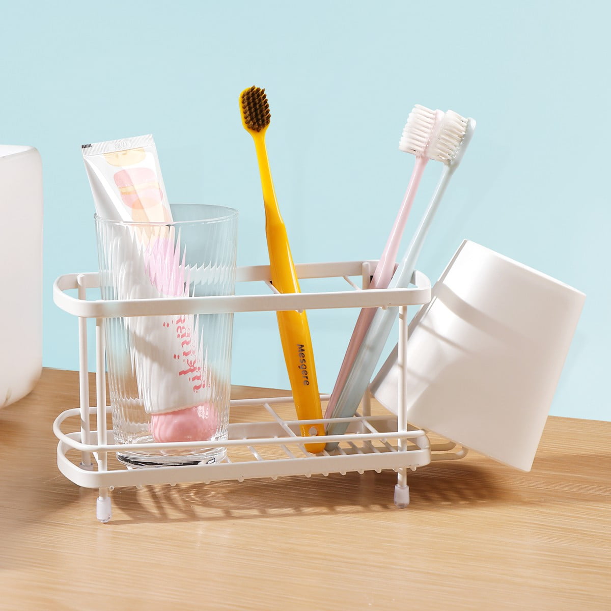 Bathroom countertop toothbrush holder - 4-slot metal toothbrush ...