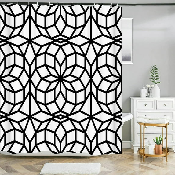 Bathroom decoration waterproof shower curtain Nordic moroccan geometric style pr