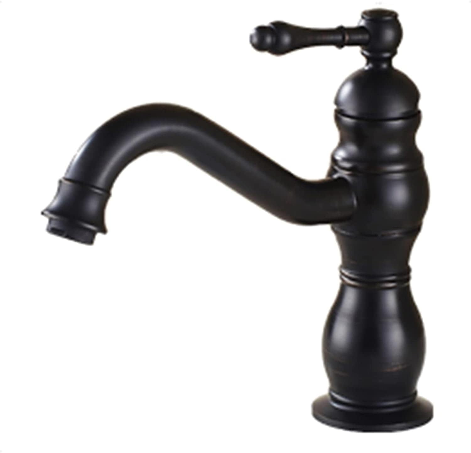 Bathroom faucets hot and Cold Water Faucet Bathroom Faucet Single Handle Bathroom Sink Faucet Single Hole Antique Brass Lavatory Faucet Black Bathroom Faucet Brass Gold,Gold