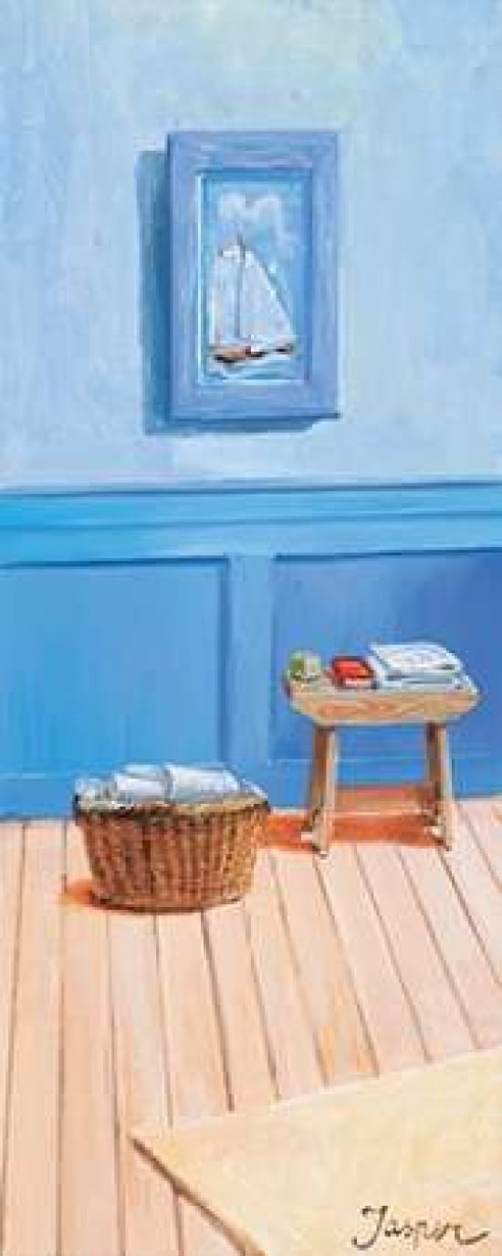 Bathroom in blue II Canvas Art - Jasper (10 x 20)
