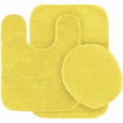 Gorgeous Home Linen Bathroom Mat Rug 3pc Set, Shaggy Chenille Rug 19"x 30", Contour Mat 19"x19", and Toilet Lid Cover 19"x19" with Non-Skid Rubber Back Yellow color #6