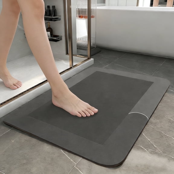 Bathroom Mat with Non-slip Rubber Backing, Ultra-thin, Quick-drying and Absorbent Gray Bathroom Mat for Bathtub Shower Area, Gray 15.7x23.6 in.