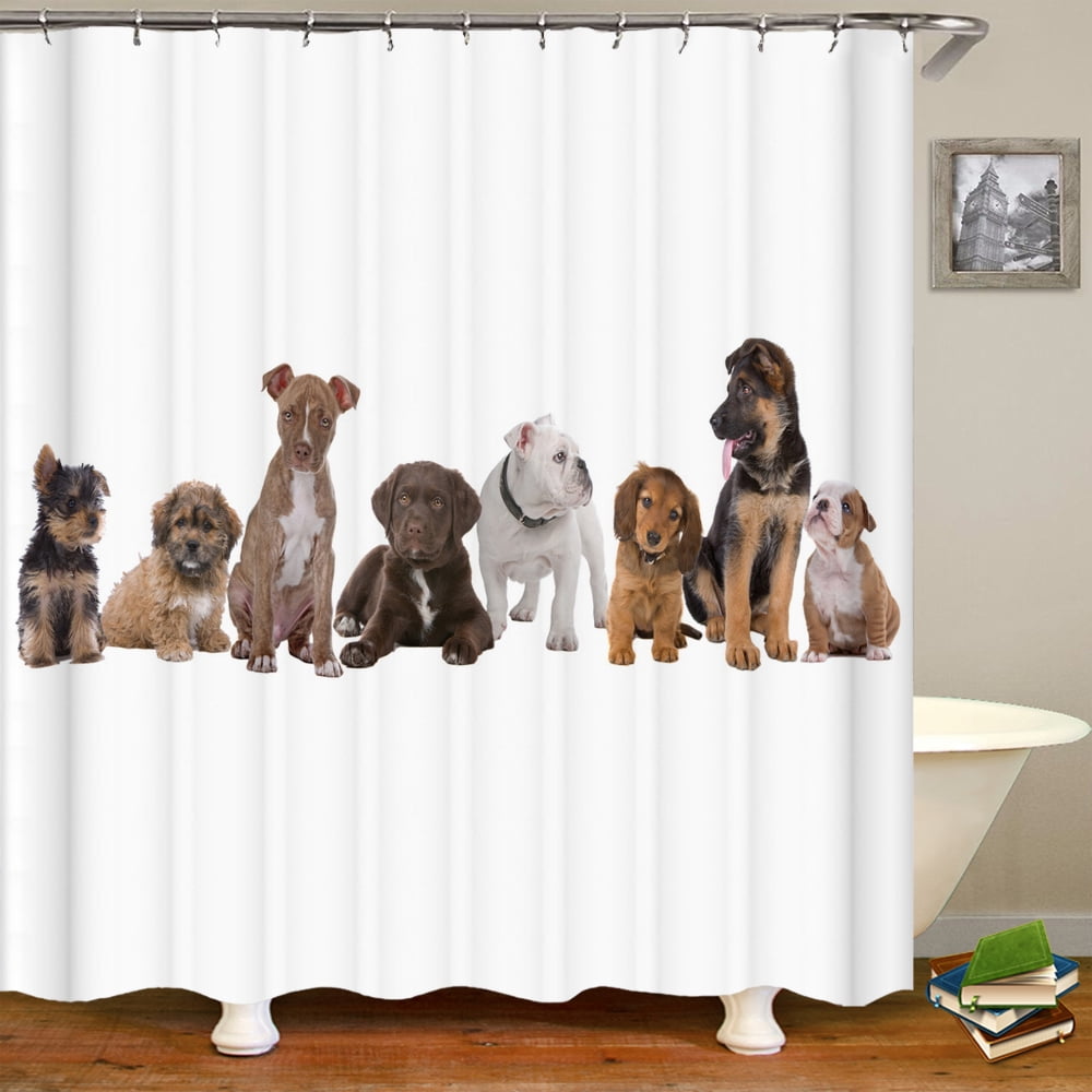 Bathroom ration Shower Curtain Funny Cat and Dog 3D Printing Bathroom ...
