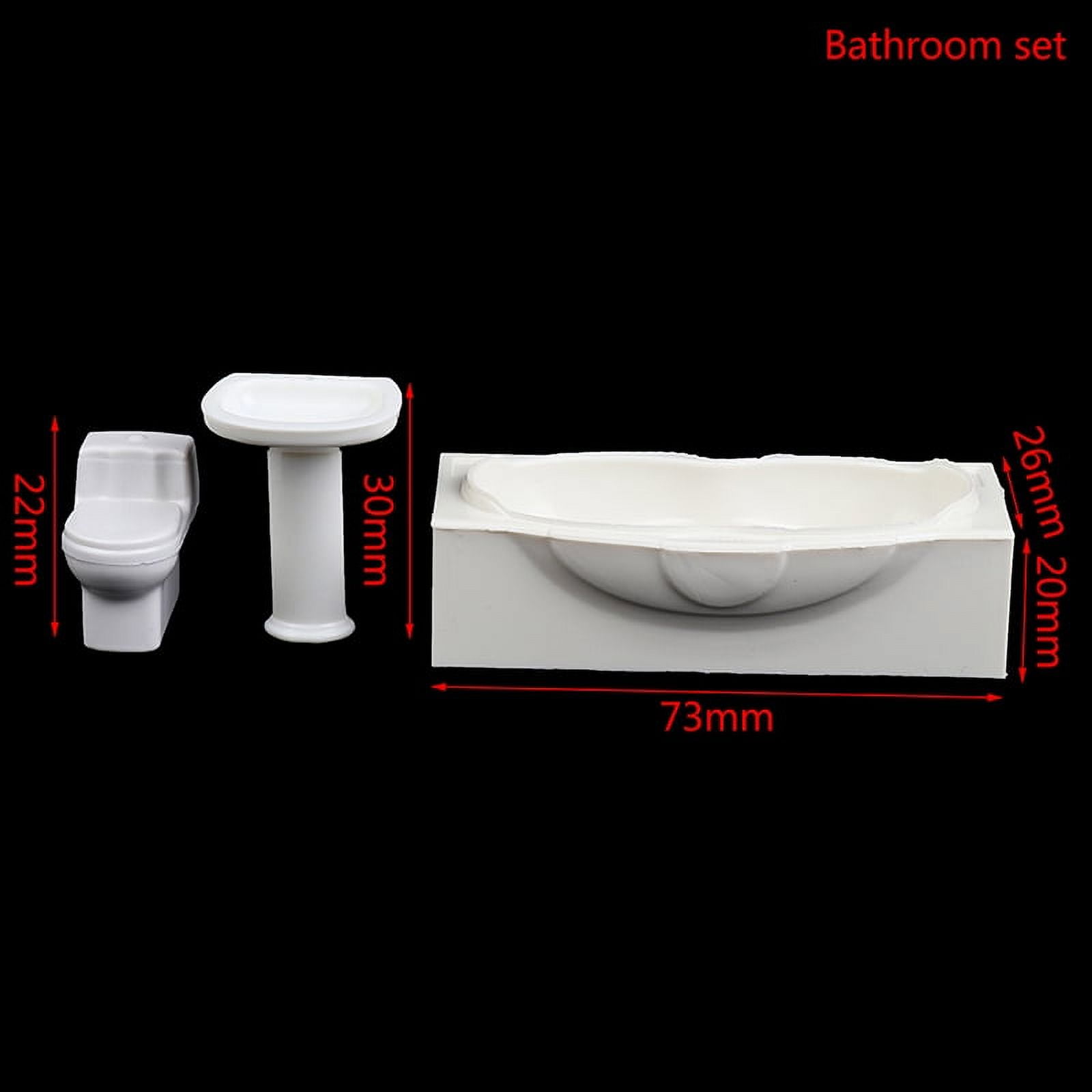 (Bathroom set) 1:25 Dollhouse Miniature Bathroom Set Shower Room Toilet Bathtub Sink Model Toy ...