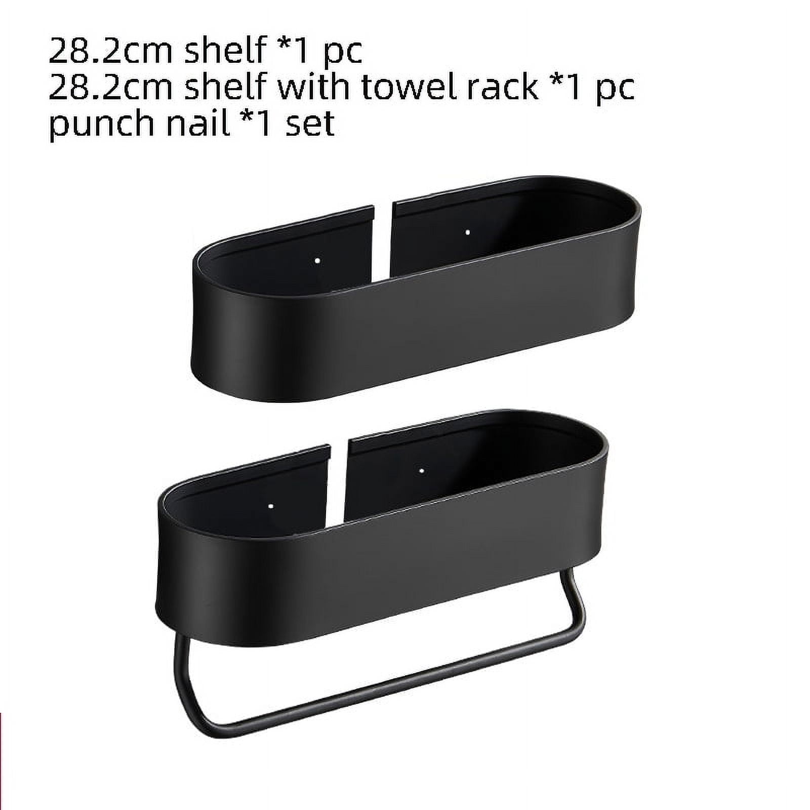 Bathroom shelf rack wall mounted shelves bath towel holder black shower ...