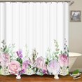 thumbnail image 1 of Bathroom shower curtain 3D beautiful flower leaves print polyester waterproof curtain home decoration curtain with hook 180x200, 1 of 5