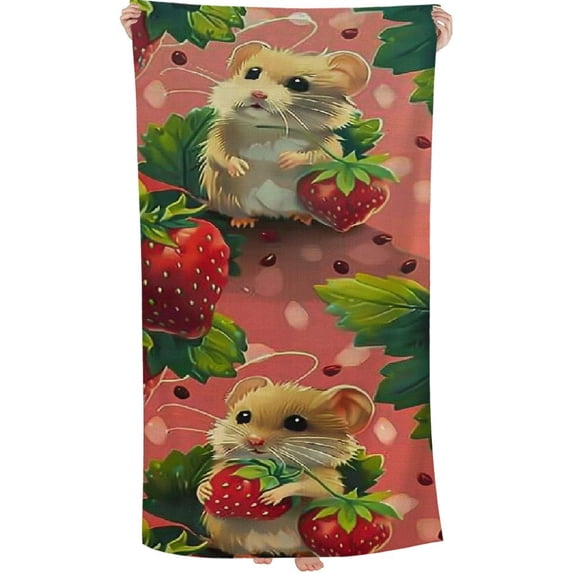 Bathroom towel cute hamster pink mop, bathroom towel, bathroom kitchen, gym soft absorbent towel 30 x 60 inches